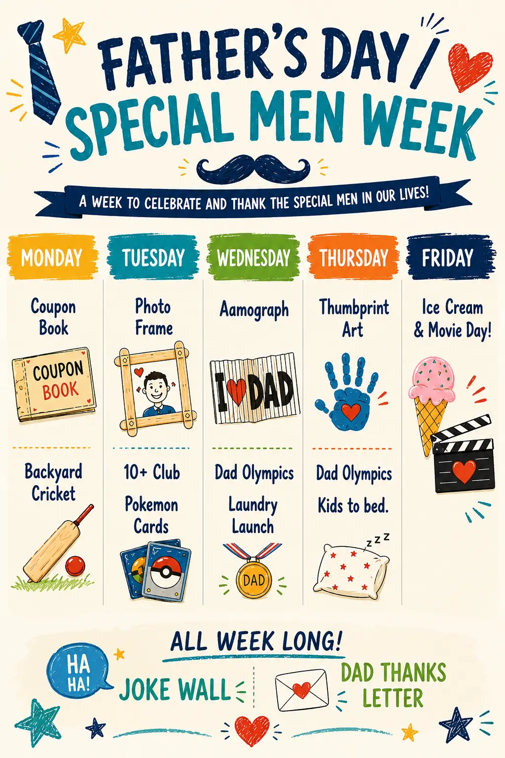 Kidz.com Father’s Day and Special Men Week programme with crafts, games and thank-you activities.
